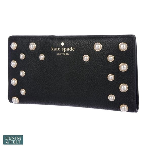 Kate Spade Serrano Place Pearl Stacy Black Long Wallet Gold Hardware - Picture 2 of 14